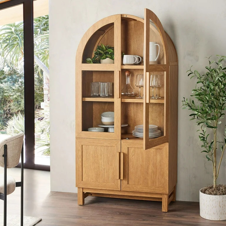 Better Homes & Gardens Juliet Kitchen Rounded Arch Cabinet, Light Honey | Walmart (US)