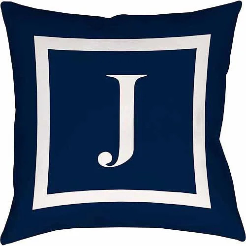 IDG Classic Block Monogram Decorative Indoor/Outdoor Pillow, Blue | Walmart (US)
