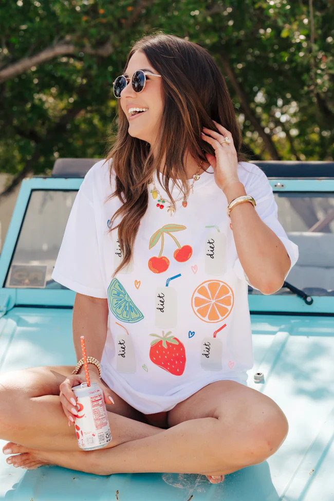 Diet Soda and Fruit White Graphic Tee Amber Massey X Pink Lily | Pink Lily