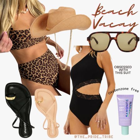 Miami vacation. Spring break essentials. Swimsuit. Spring things. Bathing suits. Leopard print swimwear. Sunscreen. Cowgirl straw hat. Beach vacation  

#LTKSpringSale #LTKswim #LTKtravel