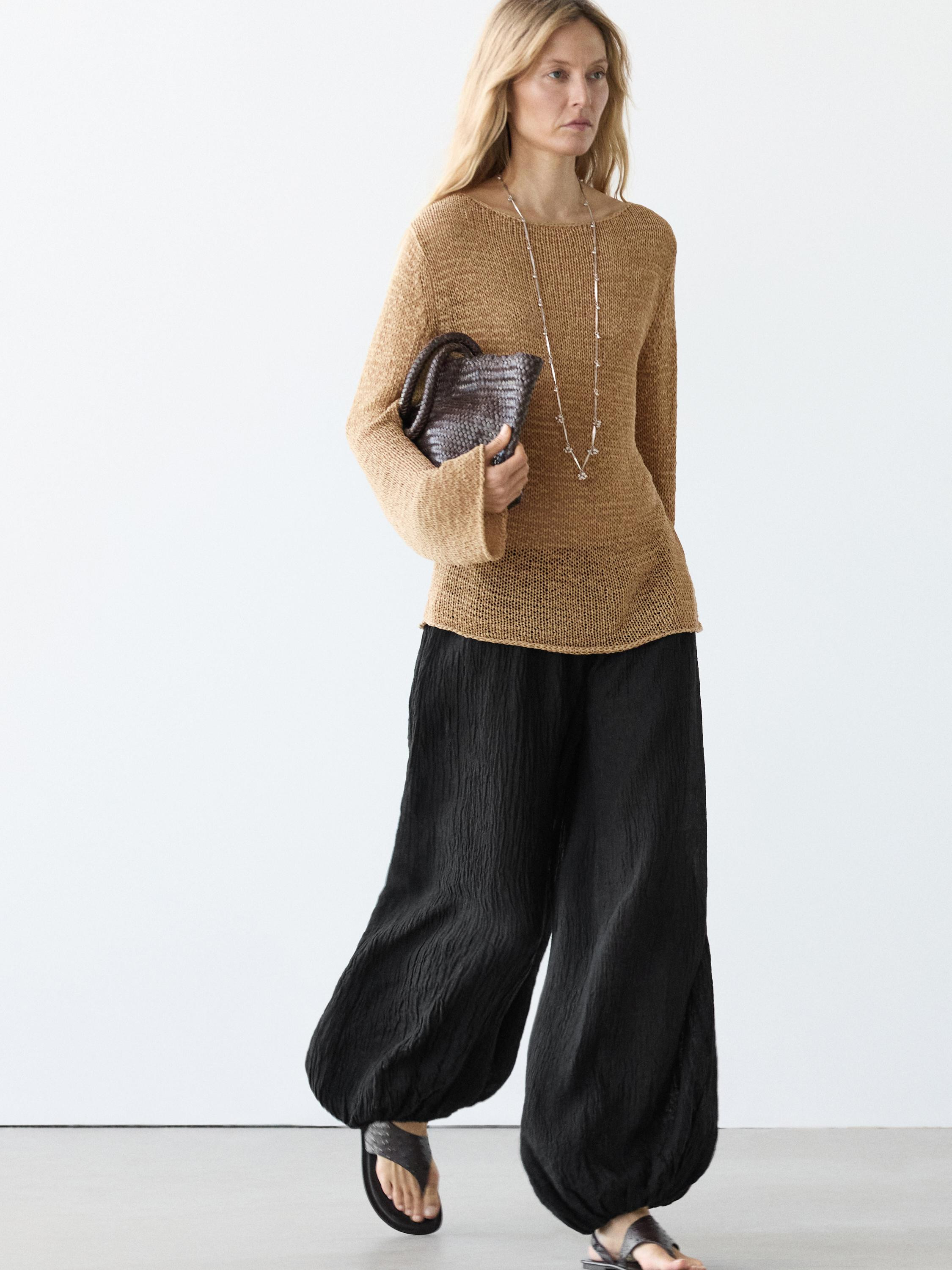Linen sarouel trousers | Massimo Dutti US