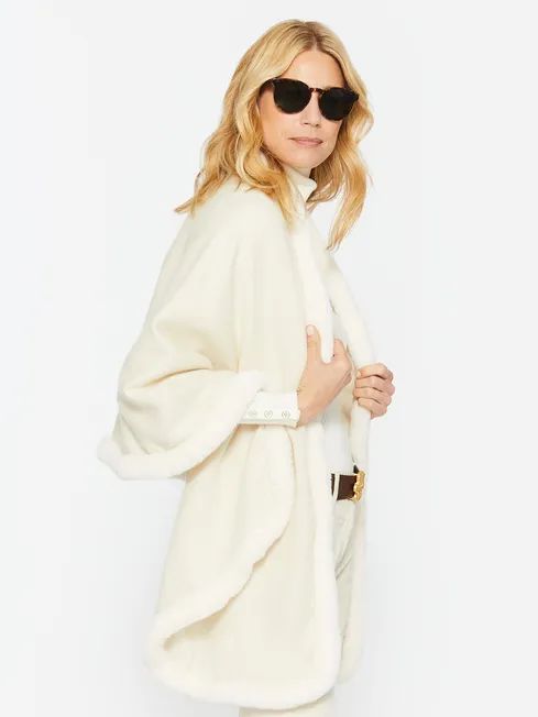 Artemis Faux Fur Trim Wrap | J.McLaughlin