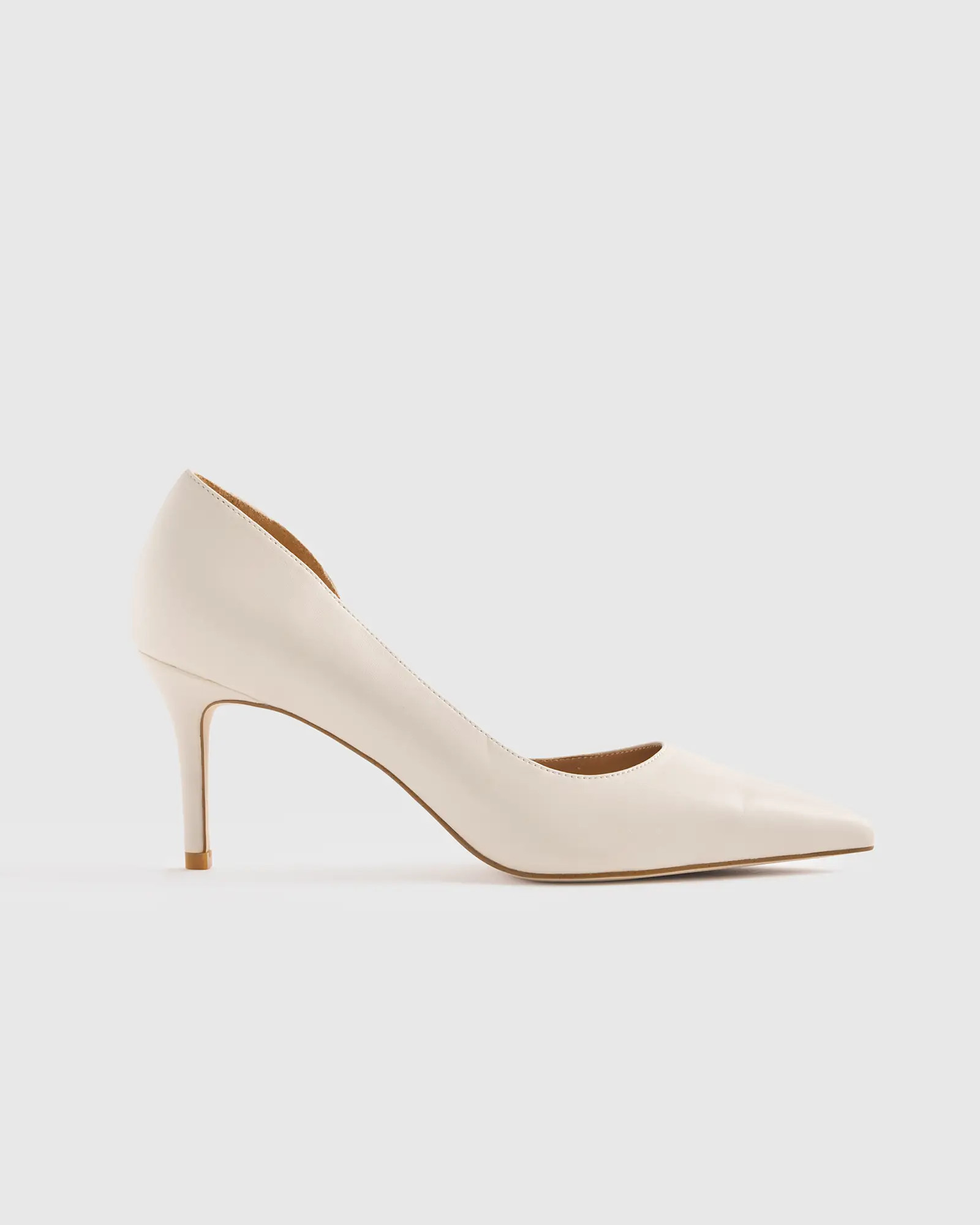 Italian Leather 75mm d'Orsay Pump  in Bone | Quince