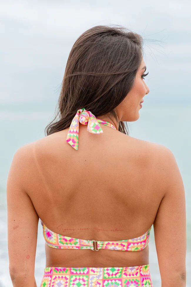 Gossip On Deck in Cabo Crochet Multi Color Halter Bikini Top FINAL SALE | Pink Lily