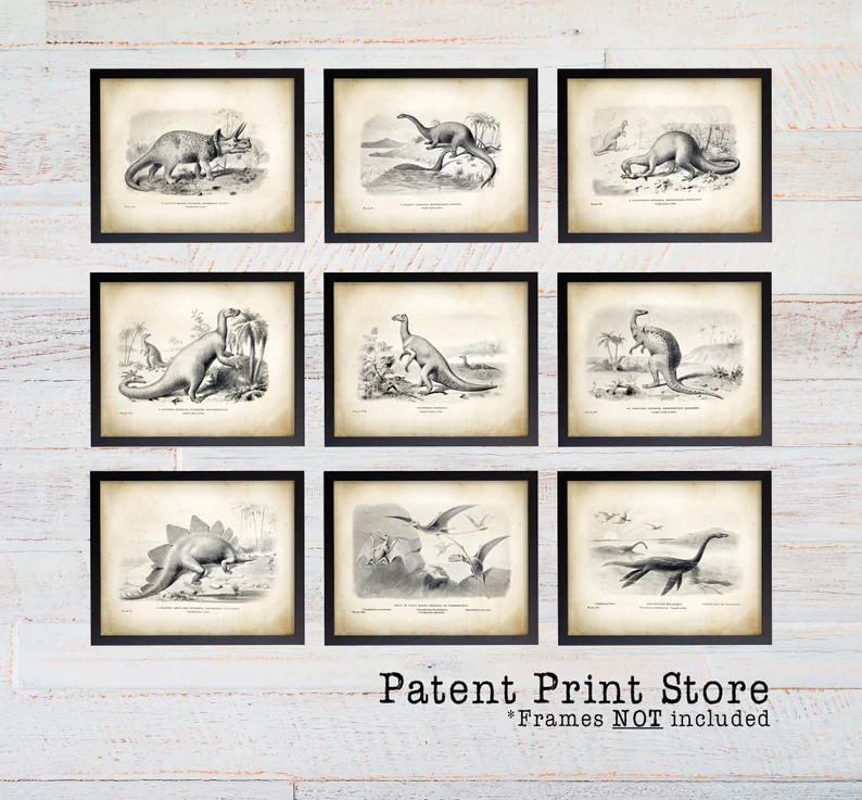 Vintage Dinosaur Art Prints. Dinosaur Bedroom Art. Dinosaur | Etsy | Etsy (US)