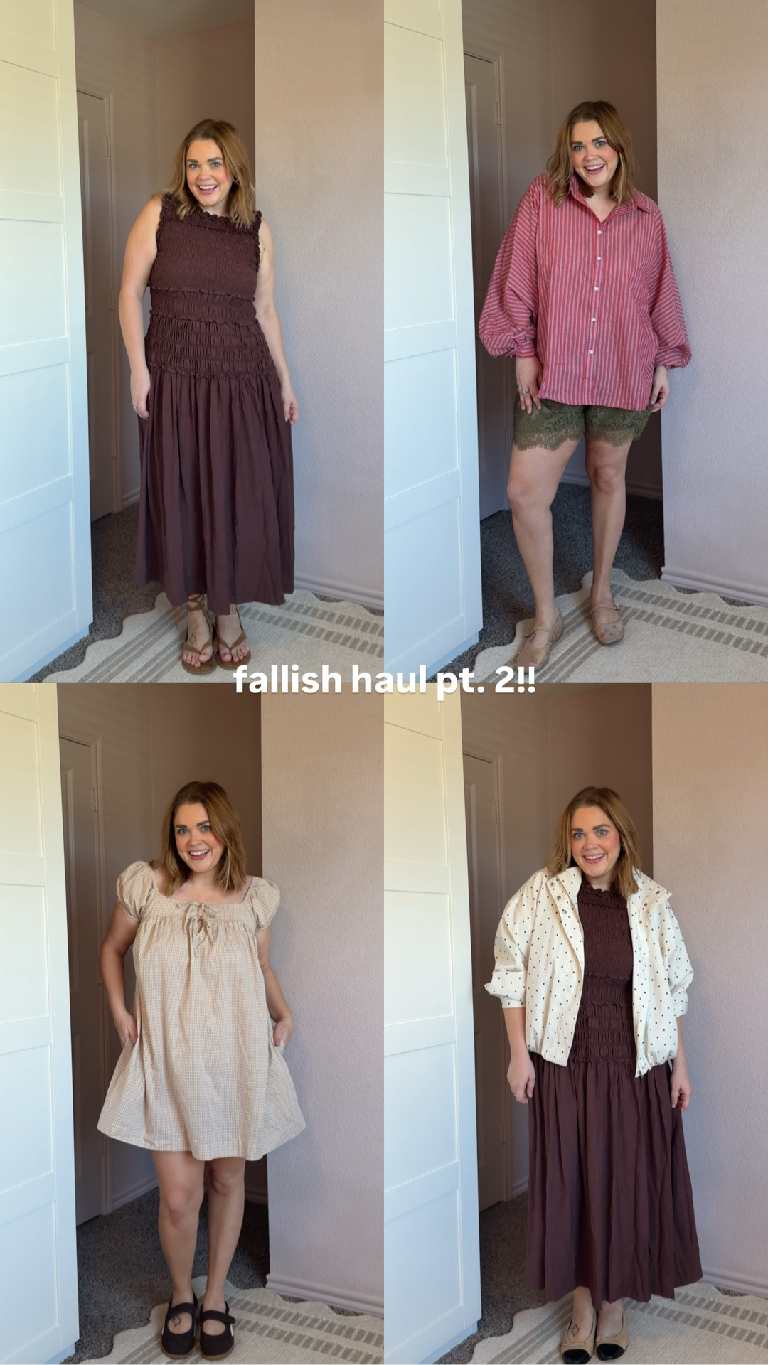 Fall transition finds. Wearing xl in dresses and button down. Large in polka dot jacket and lace shorts.

#LTKMidsize #LTKootd