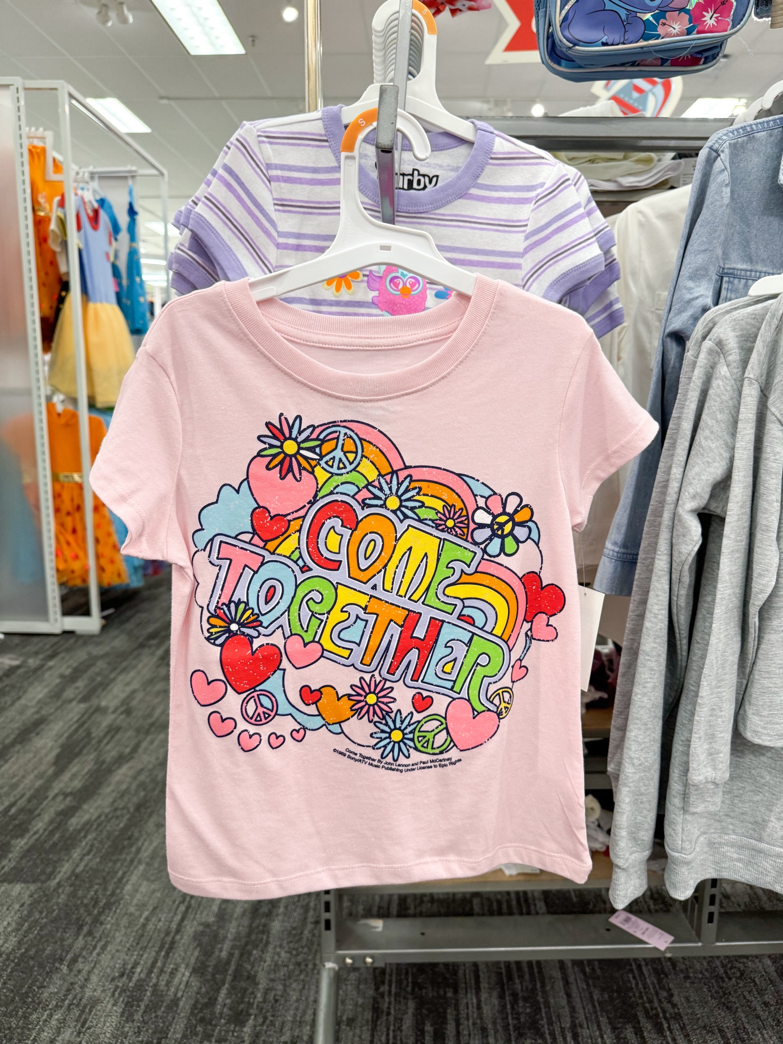 from the target app:

Rock your child's everyday style with this Beatles Come Together Short-Sleeve Graphic T-Shirt. The pink pullover tee is brightened with colorful artwork of The Beatles' iconic song “Come Together” across the front for a fun fan-favorite look. Made of lightweight cotton-blend jersey fabric, this tagless tee helps keep them comfortable during any activity.

#LTKkids #LTKfindsunder50 #LTKstyletip