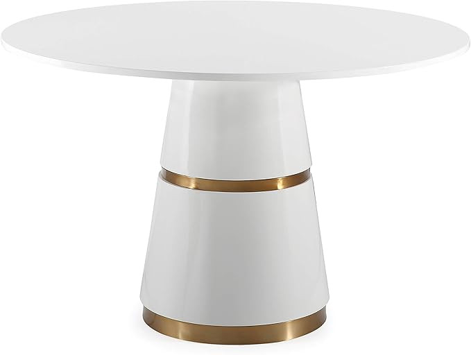 TOV Furniture Rosa Modern Round Dining Table with Conical Base, White/Gold | Amazon (US)