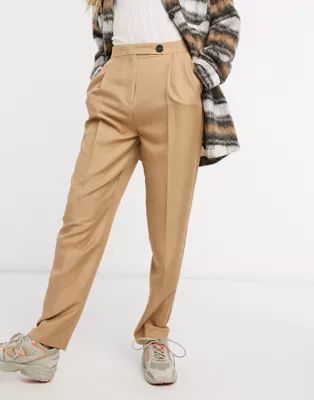 ASOS DESIGN dad suit trousers in camel | ASOS (Global)