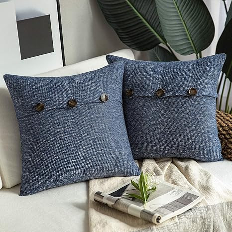 Phantoscope Farmhouse Throw Pillow Covers Triple Button Vintage Linen Decorative Pillow Cases for... | Amazon (US)