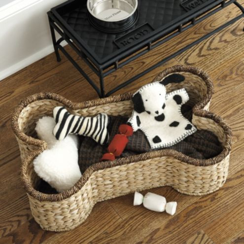 Spot Dog Bone Basket Handwoven Natural Bac Bac & Metal Frame Toy Storage | Ballard Designs, Inc.