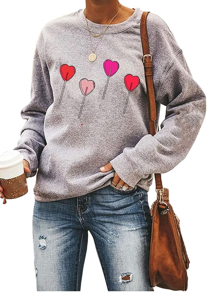 Ykomow Valentines Day Shirts Women Plaid Love Heart Valentines Day Sweatshirts Raglan Tops | Amazon (US)