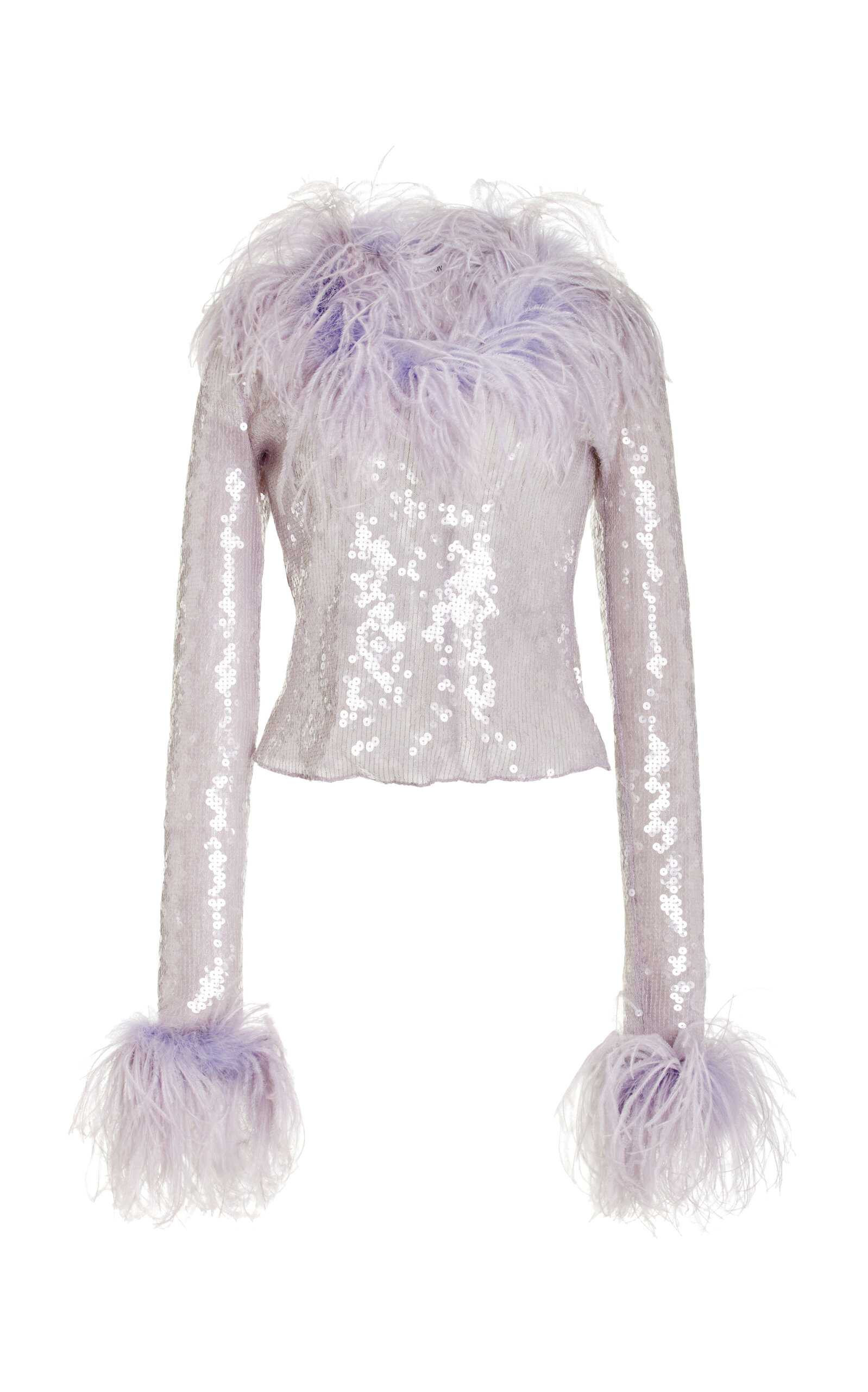 Pendall Feather-Embellished Sequined Top | Moda Operandi (Global)
