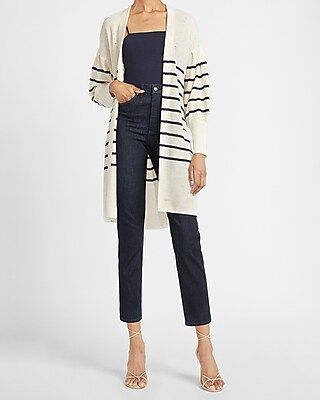 Striped Balloon Sleeve Long Cardigan | Express