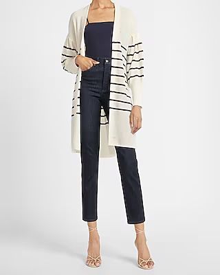 Striped Balloon Sleeve Long Cardigan | Express