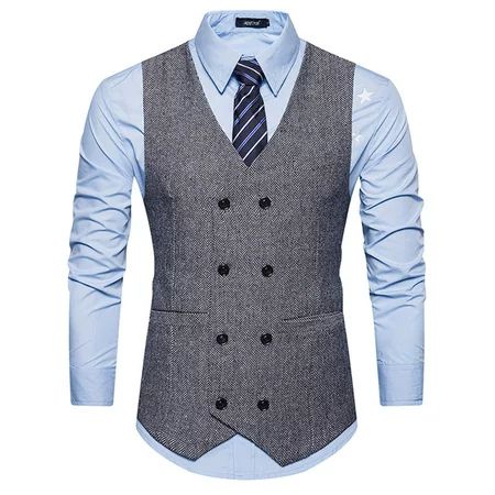 Winter Men S Jackets Plus Size Men Woolen Double-Breasted Vest Suit Retro Business Waistcoat Dark Gr | Walmart (US)