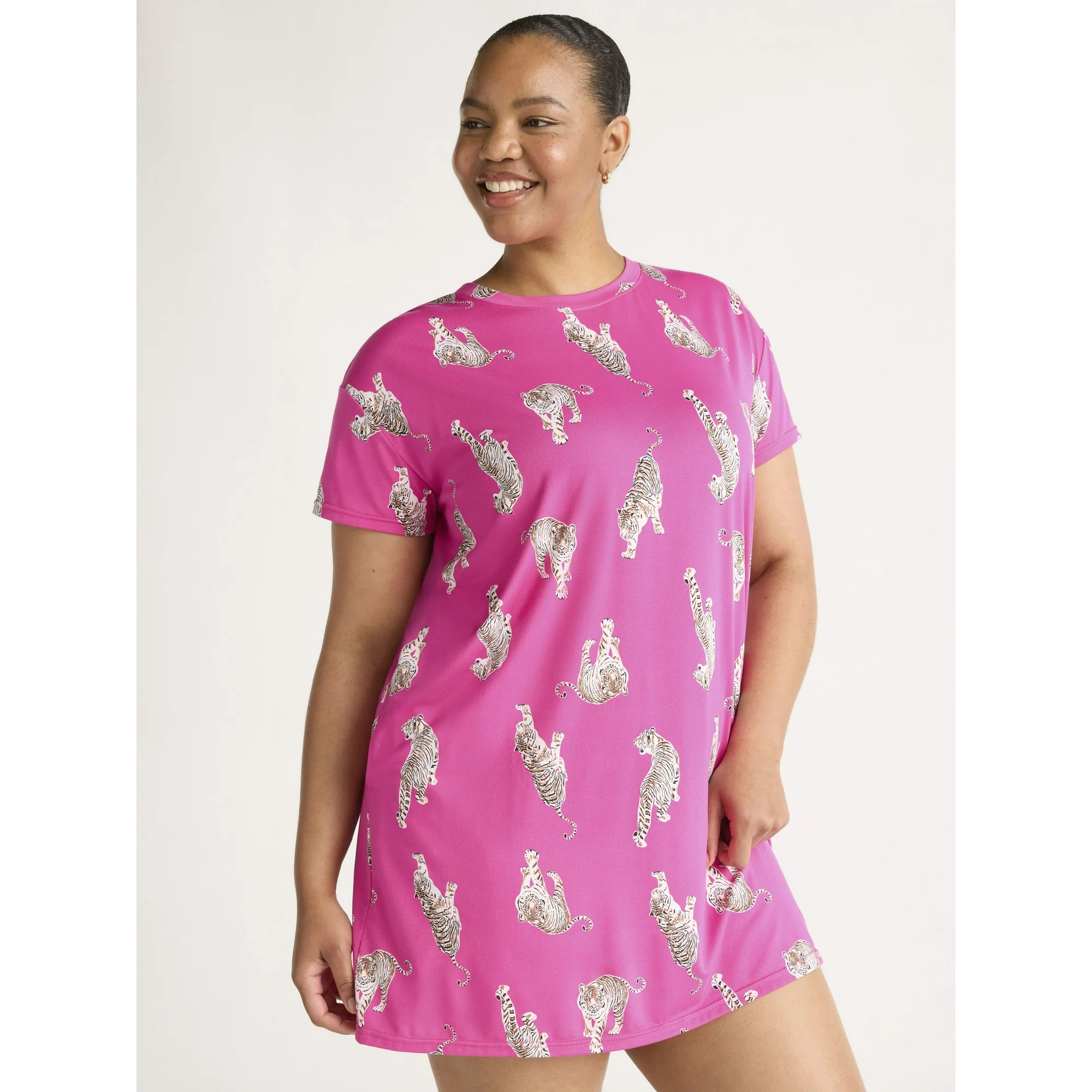 Joyspun Women's Dreamy Soft Collection Sleepshirt with Short Sleeves, Sizes S/M-2X/3X | Walmart (US)