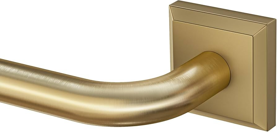 Brushed Gold Curtain Rods for Windows 28-48 Inch, Heavy Duty Wrap Around Blackout Curtain Rod, Ad... | Amazon (US)