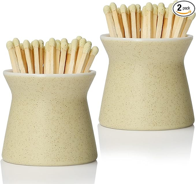 2 Pack Match Holder with 6 Pcs Strikers, Handmade Ceramic Match Box for All Matches, Cute Home De... | Amazon (US)