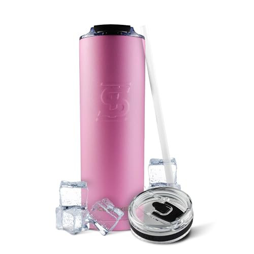 Ice Shaker Insulated Stainless Steel Tumbler | 20 oz, Pink | 24+ Hours Cold & 6+ Hours Hot | Removable Straw and Drink Spout | Odor-Free Tumbler Cup Water, Coffee, Tea, Smoothies, Cocktails | Amazon (US)