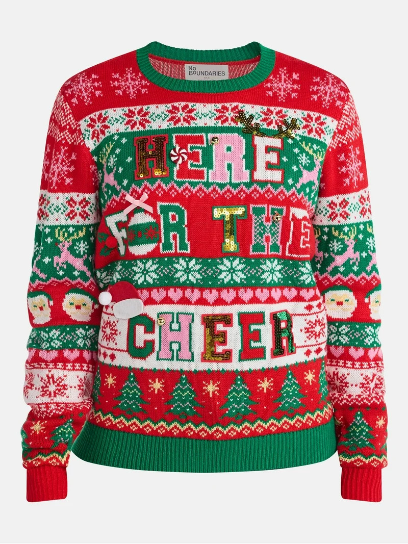 No Boundaries Christmas Sweater, Lightweight, Women's | Walmart (US)