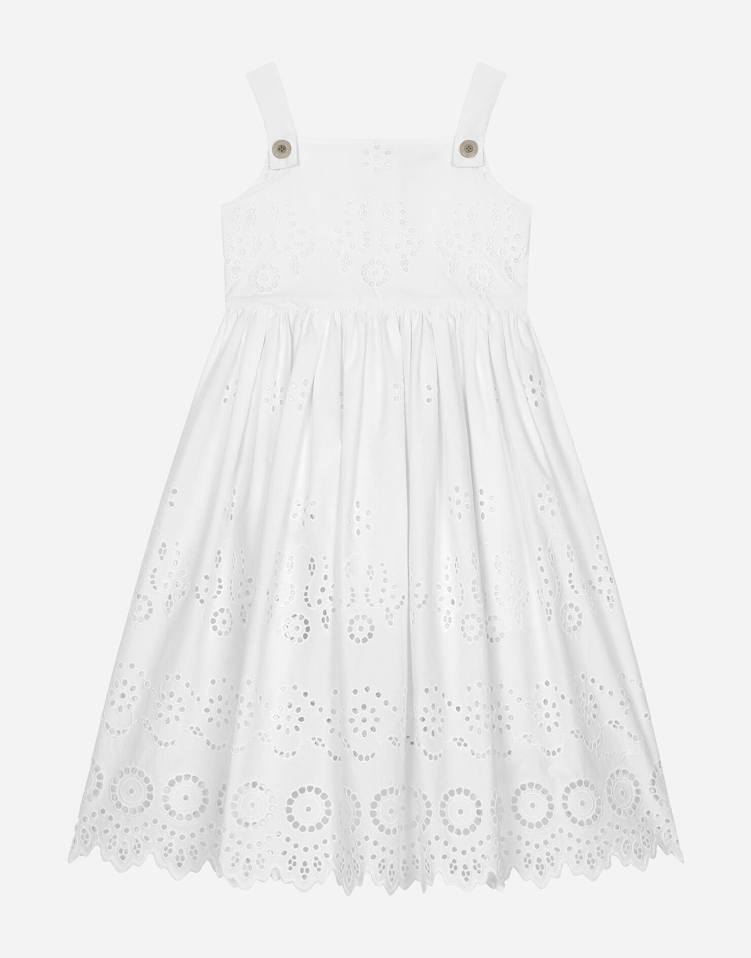 Poplin and broderie anglaise dress | Dolce & Gabbana US