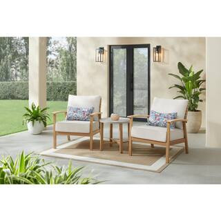 West Haven 3-Piece Wicker Outdoor Conversation Set with CushionGuard Almond Cushions | The Home Depot
