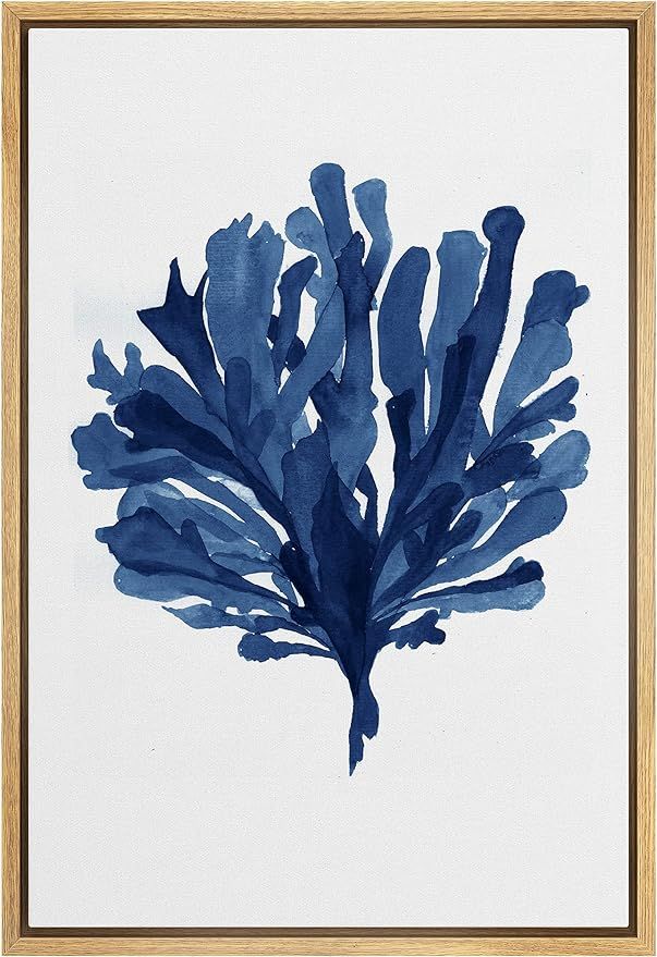 MUDECOR Framed Canvas Print Wall Art Blue Watercolor Seaweed Bunch Nature Wilderness Illustration... | Amazon (US)