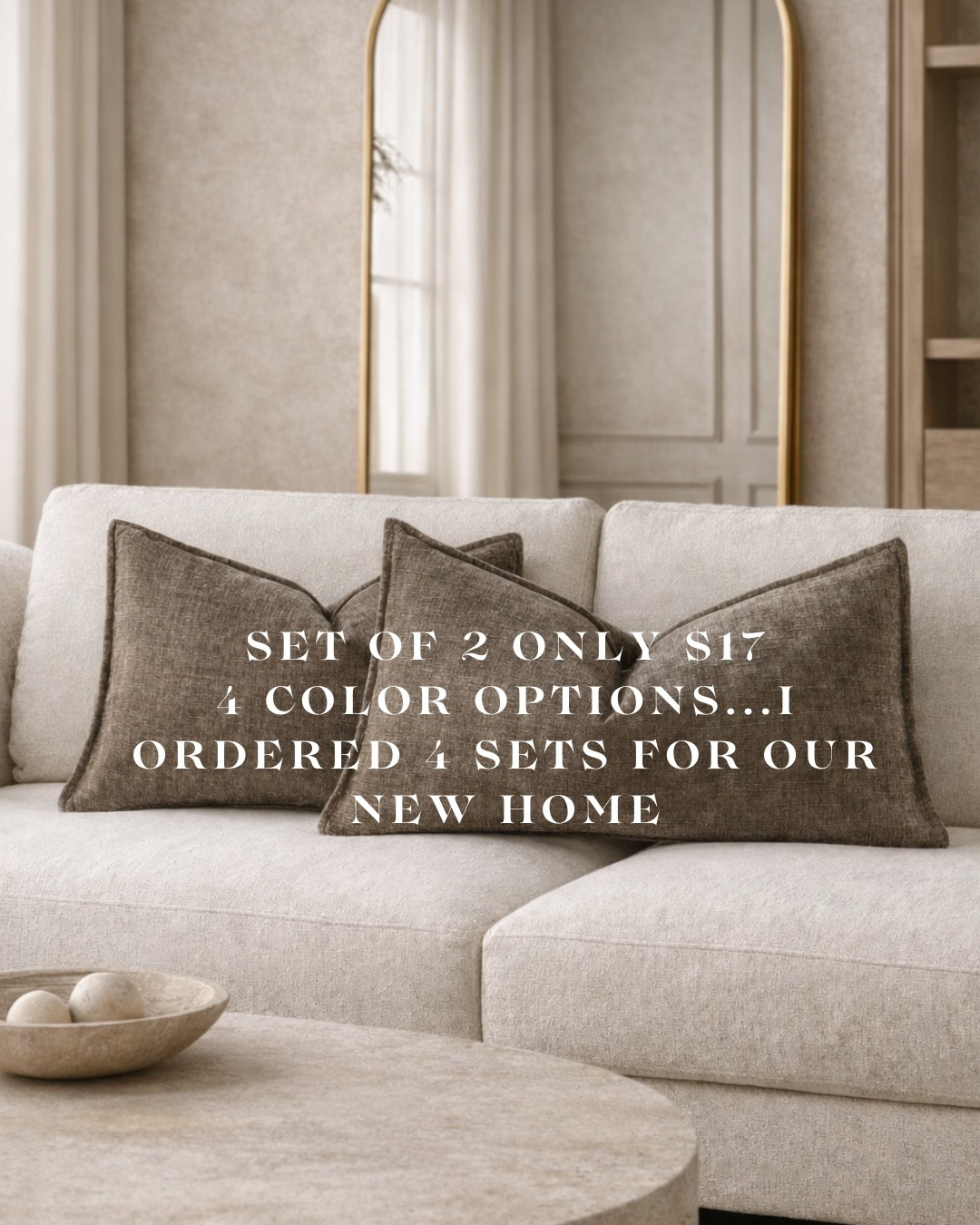 ONLY $17 — NEUTRAL THROW PILLOW COVERS (SET OF 2)! These TEXTURED PILLOW COVERS instantly warm up a space and give that DESIGNER, HIGH-END layered look — without the price tag. The woven detail and tailored edge make them feel custom.

4 COLOR OPTIONS and they mix beautifully with creams, taupes, and deeper browns. I grabbed multiple sets for our NEW HOME because they’re that good.

#Amazon #TheHillaryStyle #NeutralHomeDecor #DesignerLookForLess #ThrowPillowCovers #ModernOrganicDecor #LivingRoomRefresh #AffordableHomeFinds #LayeredNeutrals #AmazonHome 

 #LTKU #LTKOver40 #LTKHome