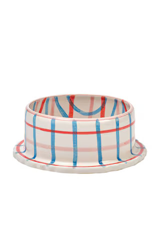 Damson Madder Hand Painted Ceramic Pet Bowl in Tulip Check from Revolve.com | Revolve Clothing (Global)