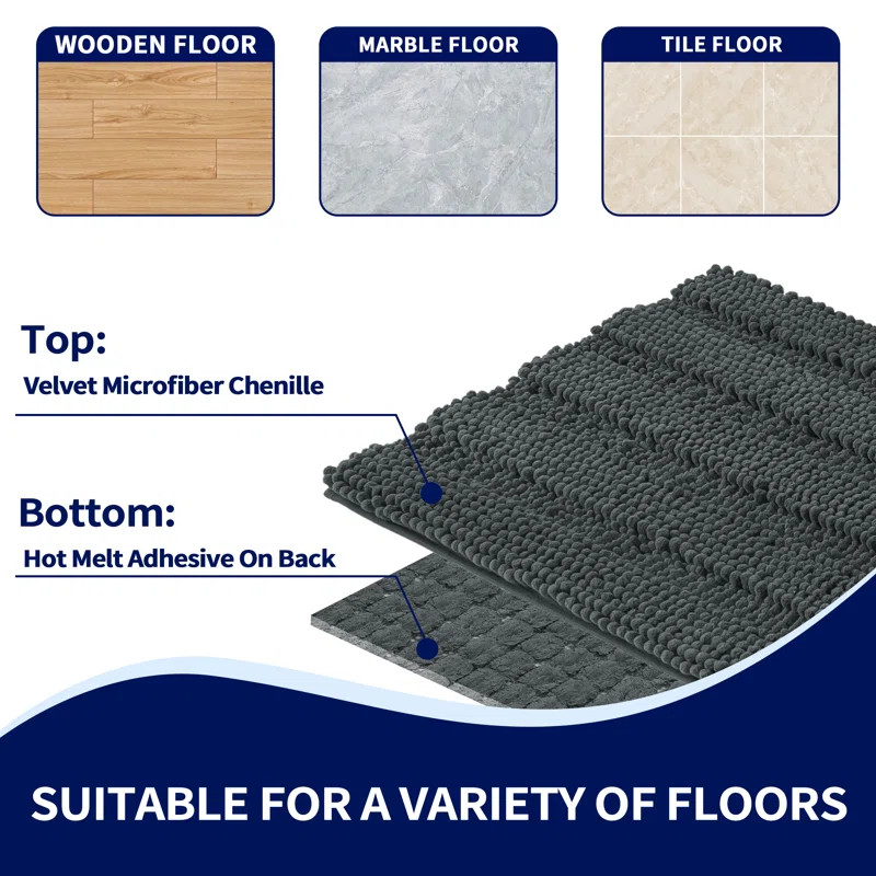 Faddis Super Soft Striped Absorbent Rectangle Non-Slip Bath Rug | Wayfair North America