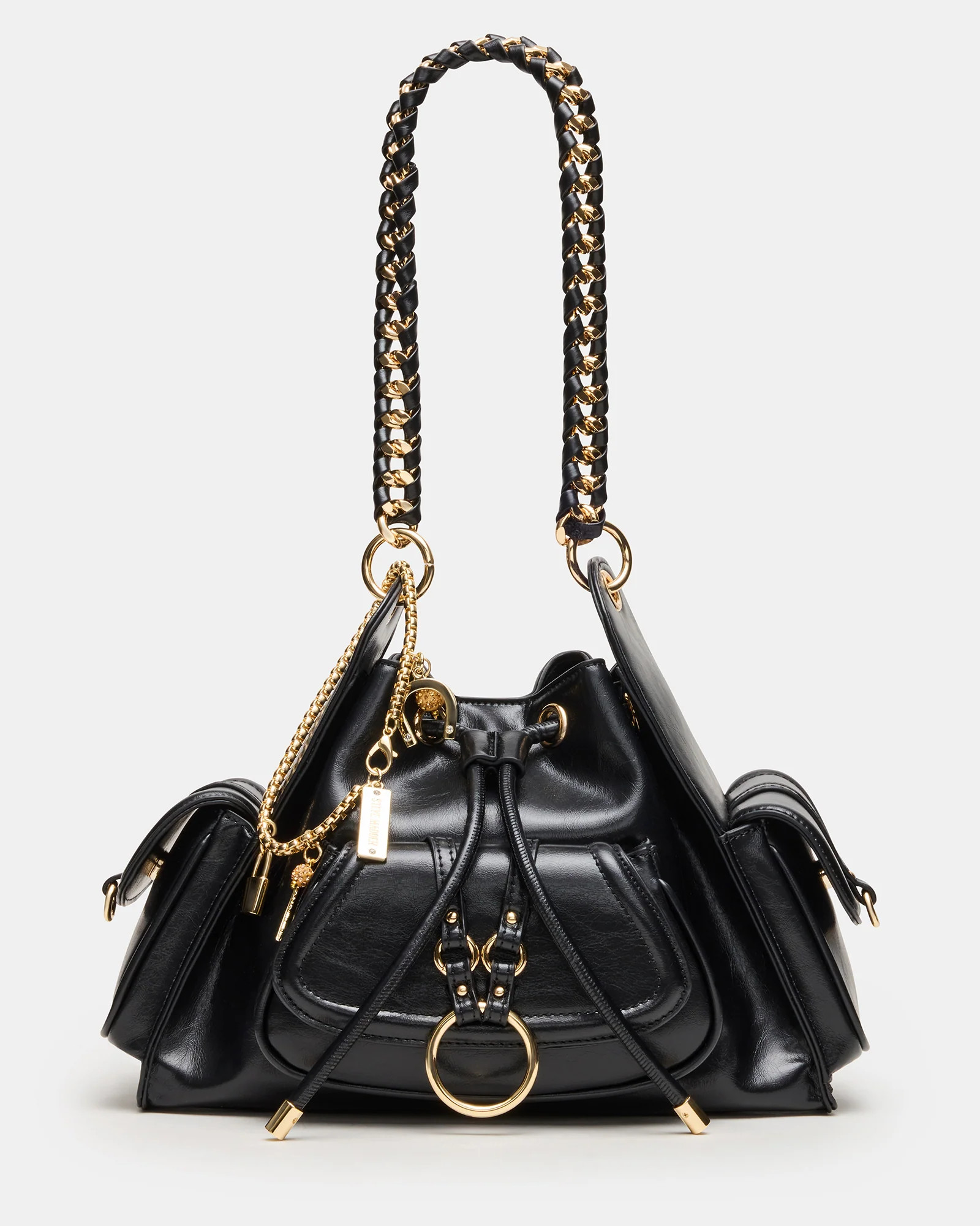 DRU Bag Black Hobo Shoulder Strap Chain Strap Handbag | Steve Madden (US)