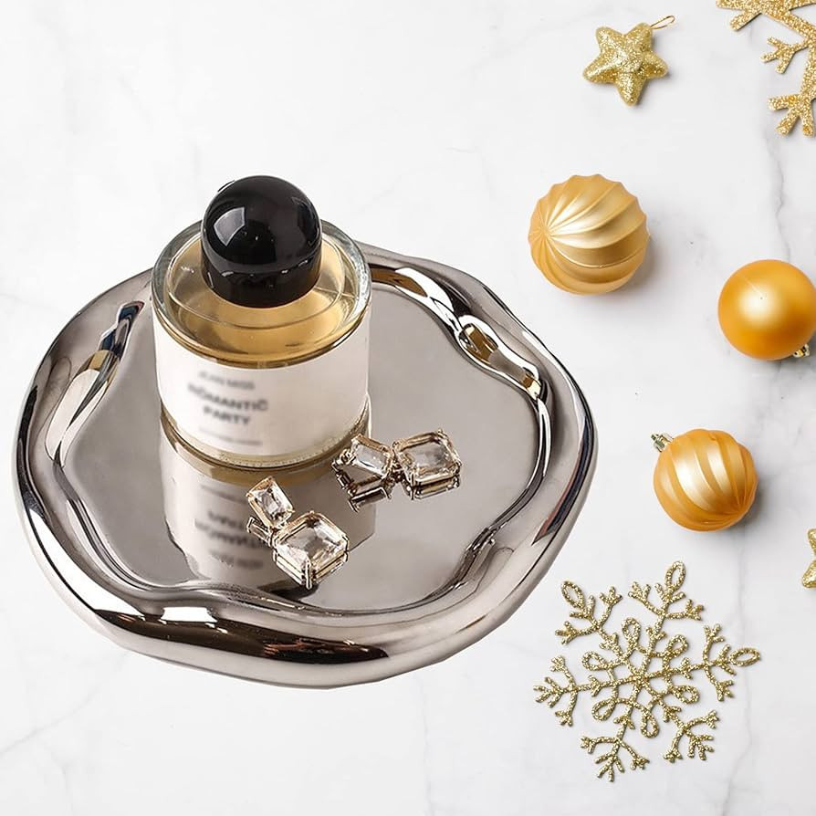 LFGKeng Ceramic Jewelry Tray, 7.5"*7.5" Modern Small Circular Perfume Tray, Countertop Cosmetic T... | Amazon (US)