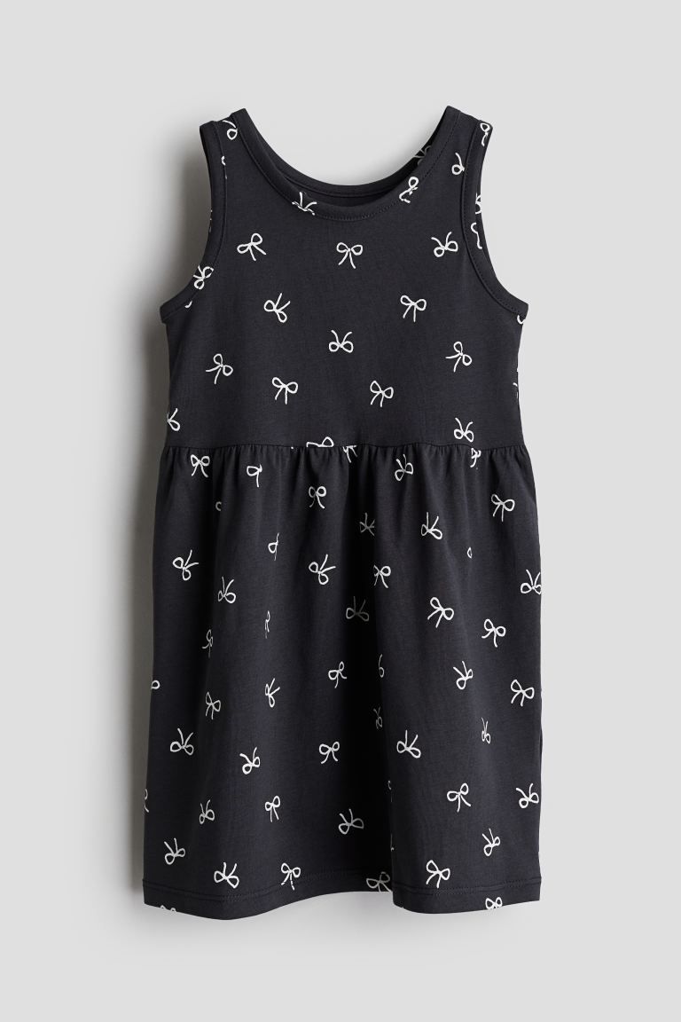 Ladybug Dress - Round Neck - Sleeveless - Dark gray/bows - Kids | H&M US | H&M (US + CA)