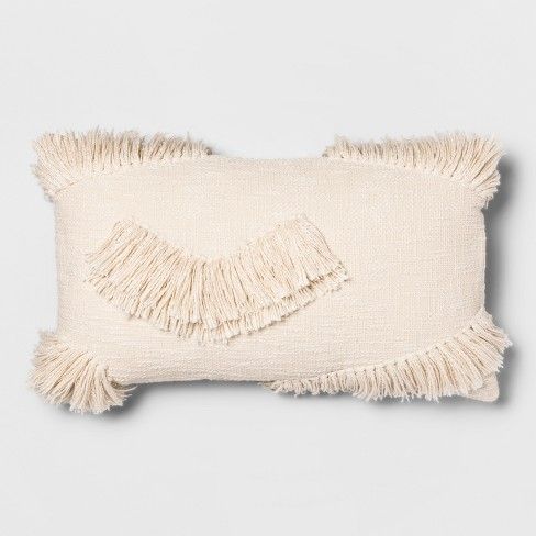 Textured Fringe Oversize Lumbar Throw Pillow Cream - Opalhouse™ | Target