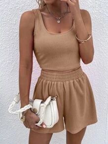 Rib-knit Crop Tank Top & Shorts SKU: sw2205268228238493(1000+ Reviews)$12.00$11.40Join for an Exc... | SHEIN