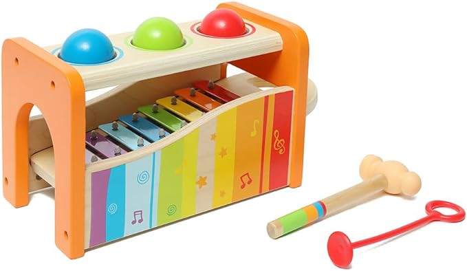 Hape Pound & Tap Bench with Slide Out Xylophone - Award Winning Durable Wooden Musical Pounding T... | Amazon (US)