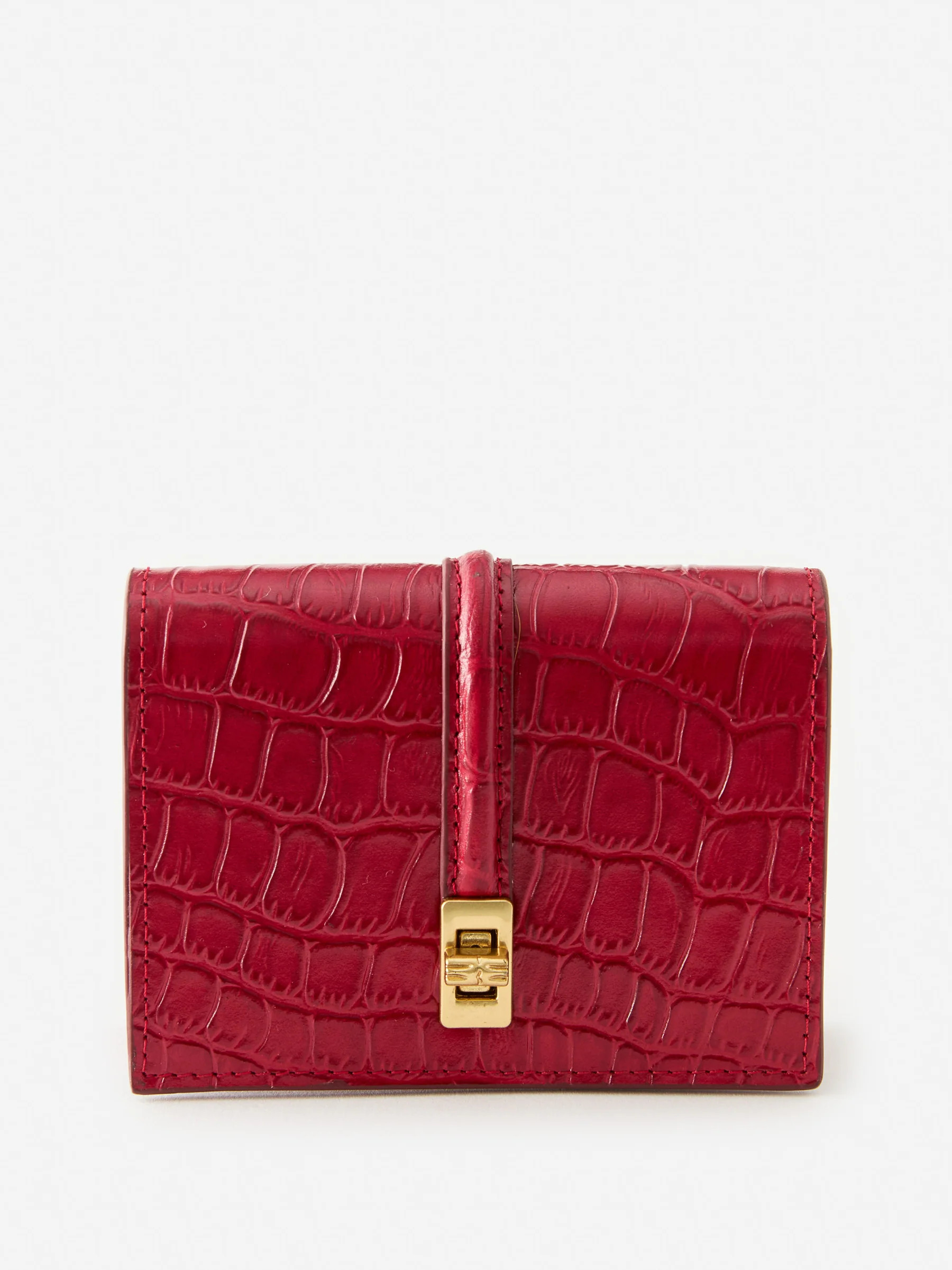 Dinah Leather Card Holder in Crocodile | J.McLaughlin