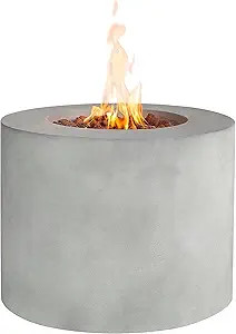 32" Round Concrete Fire Pit Table, Gas Fire Pit, Outdoor Concrete Fire Table, Propane Fire Pit Ta... | Amazon (US)