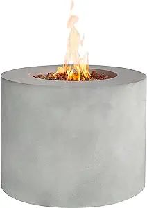 32" Round Concrete Fire Pit Table, Gas Fire Pit, Outdoor Concrete Fire Table, Propane Fire Pit Ta... | Amazon (US)