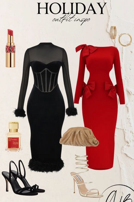 Holiday dress outfit inspo 

Red dress 
Black dress 
Wedding guest outfit 
Christmas dress 
New Year’s Eve 

#LTKHoliday #LTKstyletip #LTKSeasonal