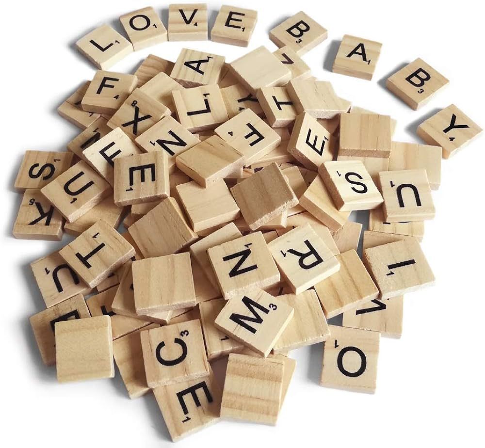 QMET 200PCS Scrabble Letters for Crafts - Wood Scrabble Tiles-DIY Wood Gift Decoration - Making A... | Amazon (US)