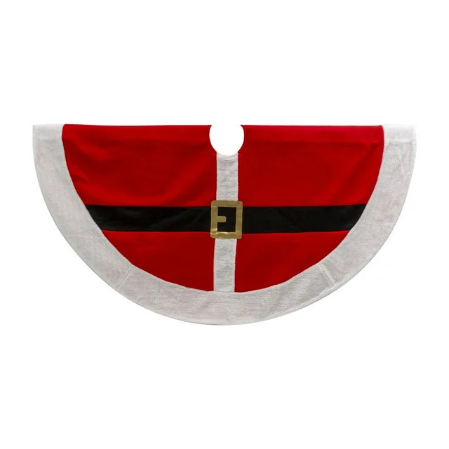Gerson 48-in D Red Santa Tree Skirt With Black Belt And Gold Buckle | Walmart (US)