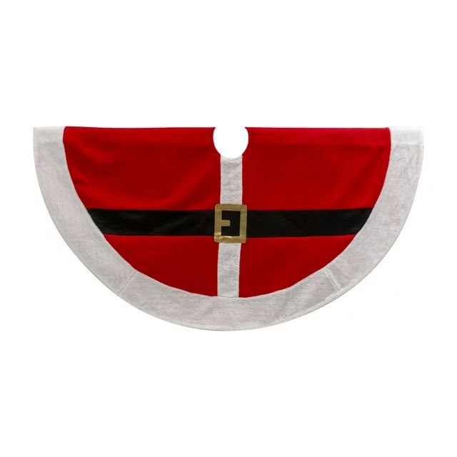 Gerson 48-in D Red Santa Tree Skirt With Black Belt And Gold Buckle | Walmart (US)