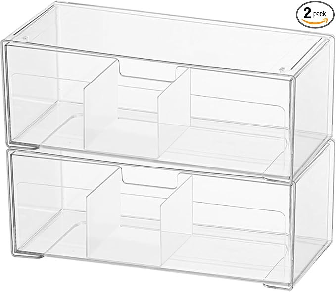MORNITE Medicine Cabinet Drawer Organizer Set, 2-Tier Stackable Storage Drawers for Small Bathroo... | Amazon (US)