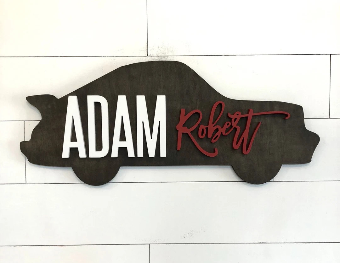 Race Car Name Sign 1836 Round Sign Baby Name Sign Nursery Room Decor Wood Sign Nursery Wall Art B... | Etsy (US)