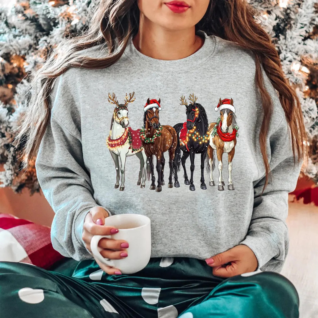 Horse Christmas Sweater, Funny Horse Christmas Shirt, Christmas Horse Shirt, Gift for Horse Lover... | Etsy (US)