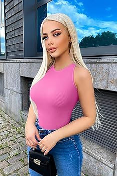 OQQ Women's 3 Piece Bodysuits Sexy Ribbed Sleeveless One Piece Halter Neck Sleeveless Bodysuits | Amazon (US)