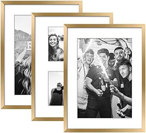 ArtbyHannah 3 Pack 11x14 Inch Modern Gold Picture Frame Collage Sets for Wall Art Decor- Made to ... | Amazon (US)