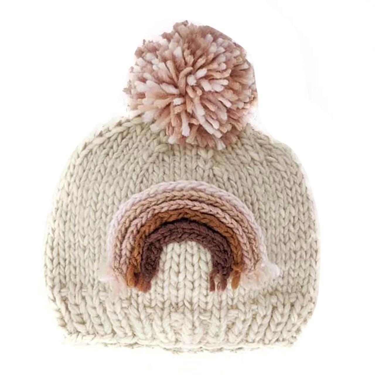 Mauve Rainbow Knit Pom Hat | SpearmintLOVE